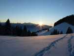 Couché du soleil depuis la zone de la cabane du Club Alpin à 1436 mètres.