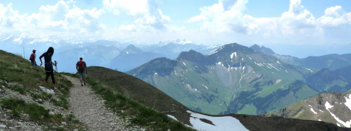 Vue sud depuis la croupe avec les Tours d'Aï sur l'horizon