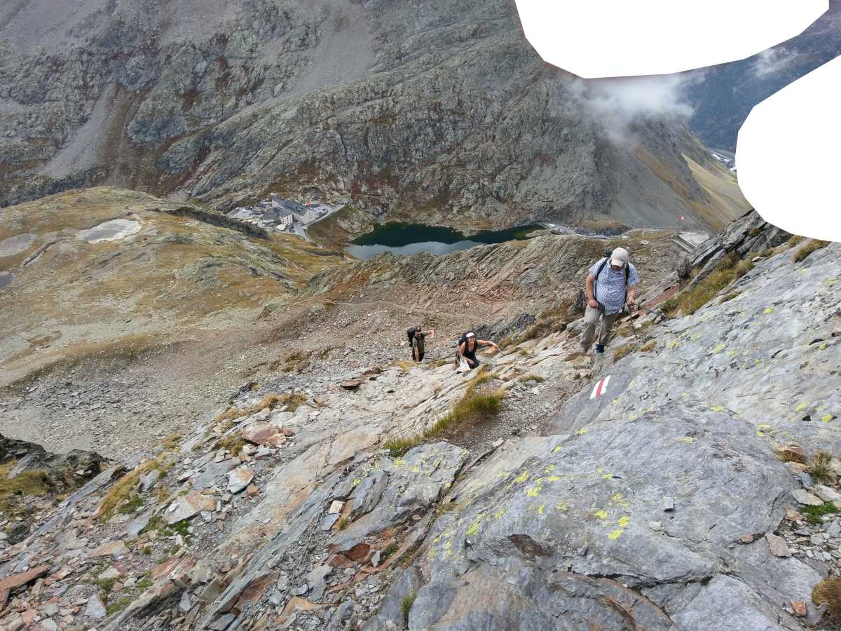 Passage avec câbles et Col Grand St Bernard